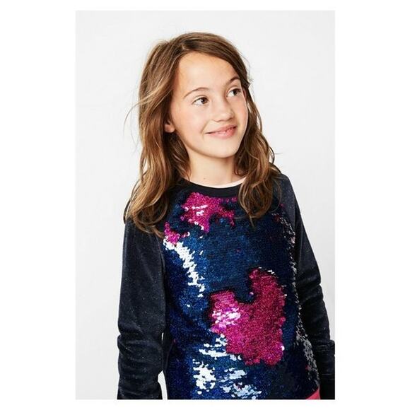 Desigual kids EPICURO sweatshirt reversible sequins sparkly velour size 9-10 - Picture 1 of 10